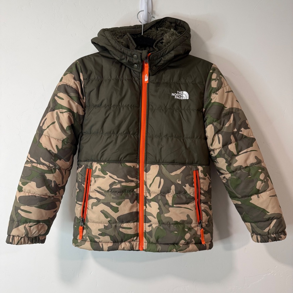 The North Face Boys Mount Chimborazo Puffer Jacket M 10/12 Green Camo Reversible